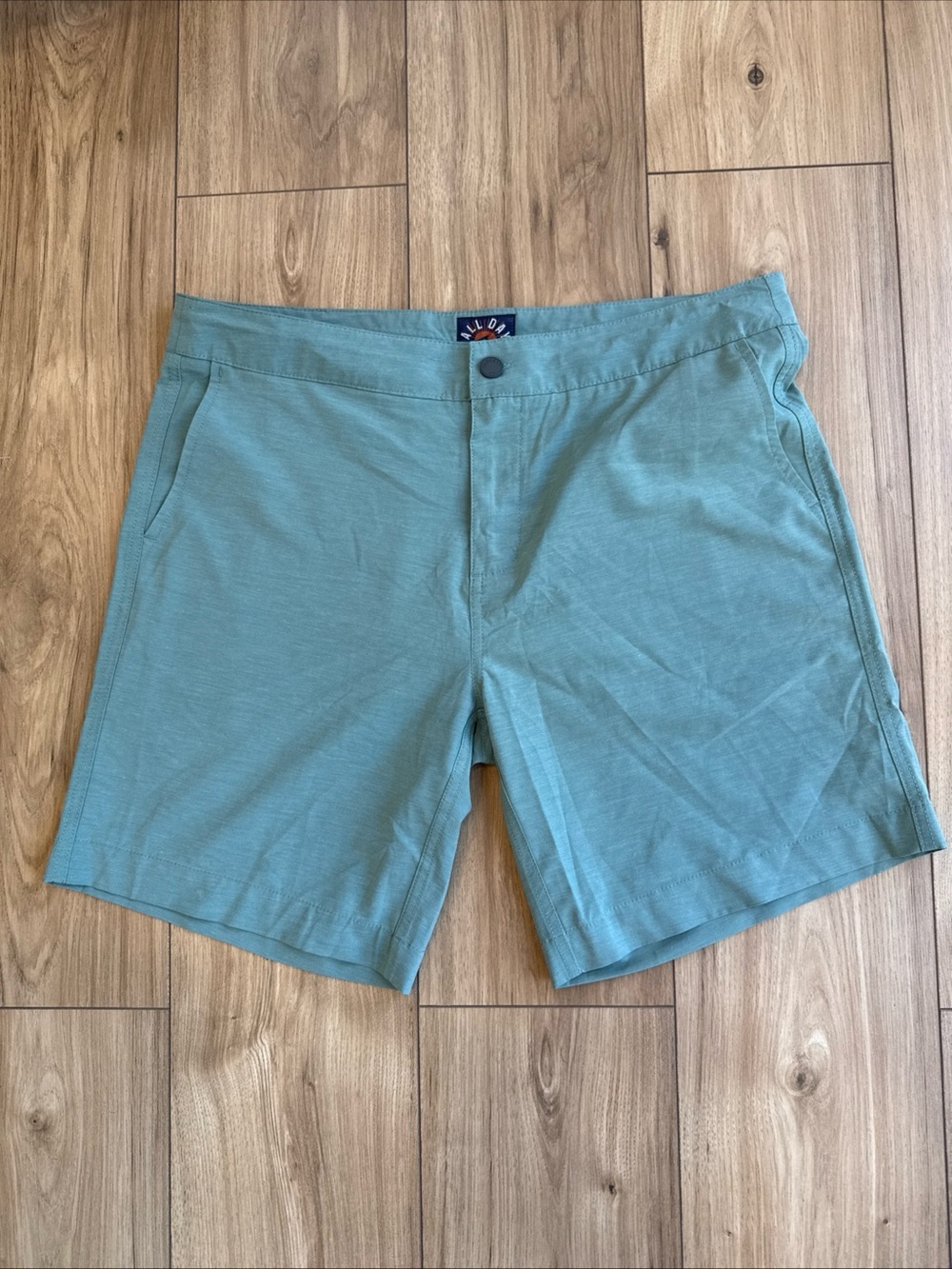 Faherty All Day Shorts Green Chino Drawstring Stretch Casual Size 36 9" Inseam